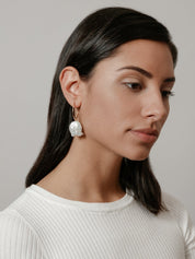 Pearl Hoop Earrings in Gold