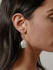 Pearl Hoop Earrings in Gold