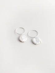 Pearl Hoop Earrings in Sterling Silver