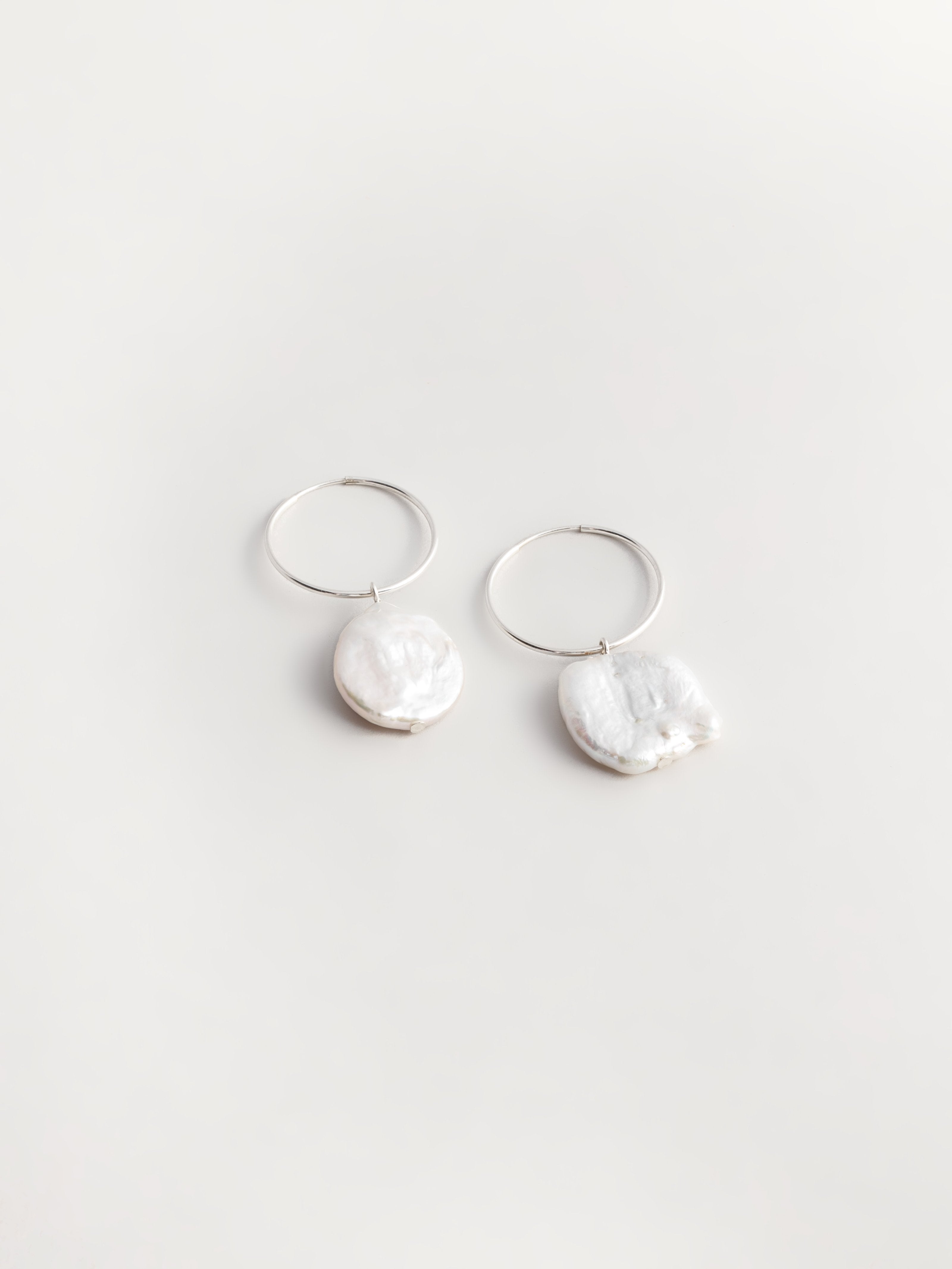 Pearl Hoop Earrings in Sterling Silver