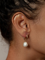 Small Pearl Hoops in Sterling Silver