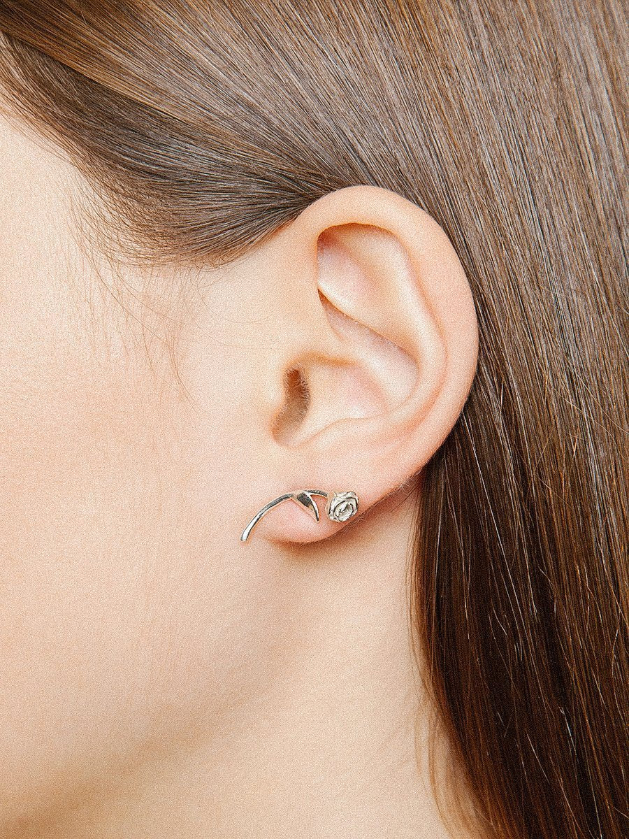 Rose Earrings in Sterling Silver