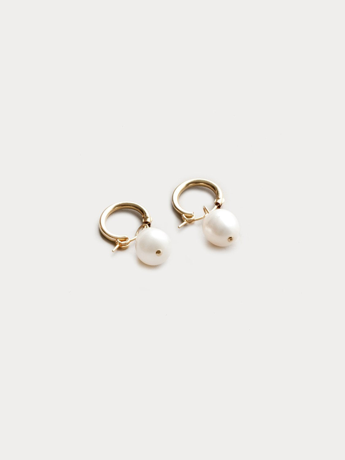 Small Pearl Hoops in Gold