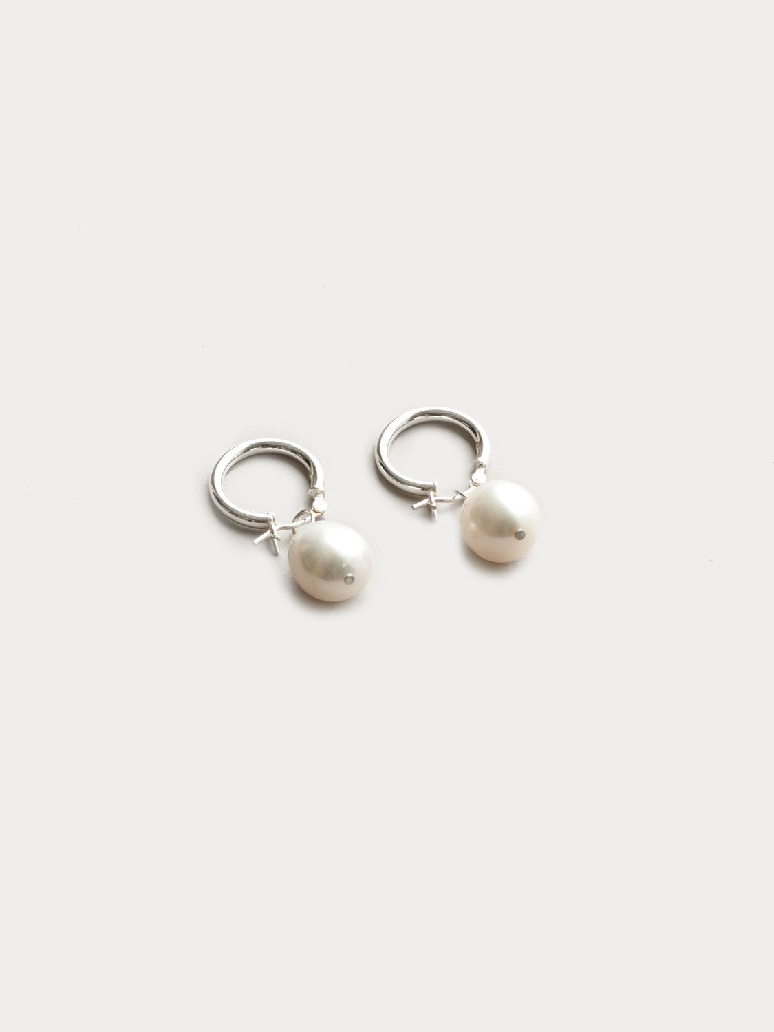 Small Pearl Hoops in Sterling Silver