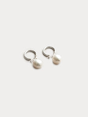 Small Pearl Hoops in Sterling Silver
