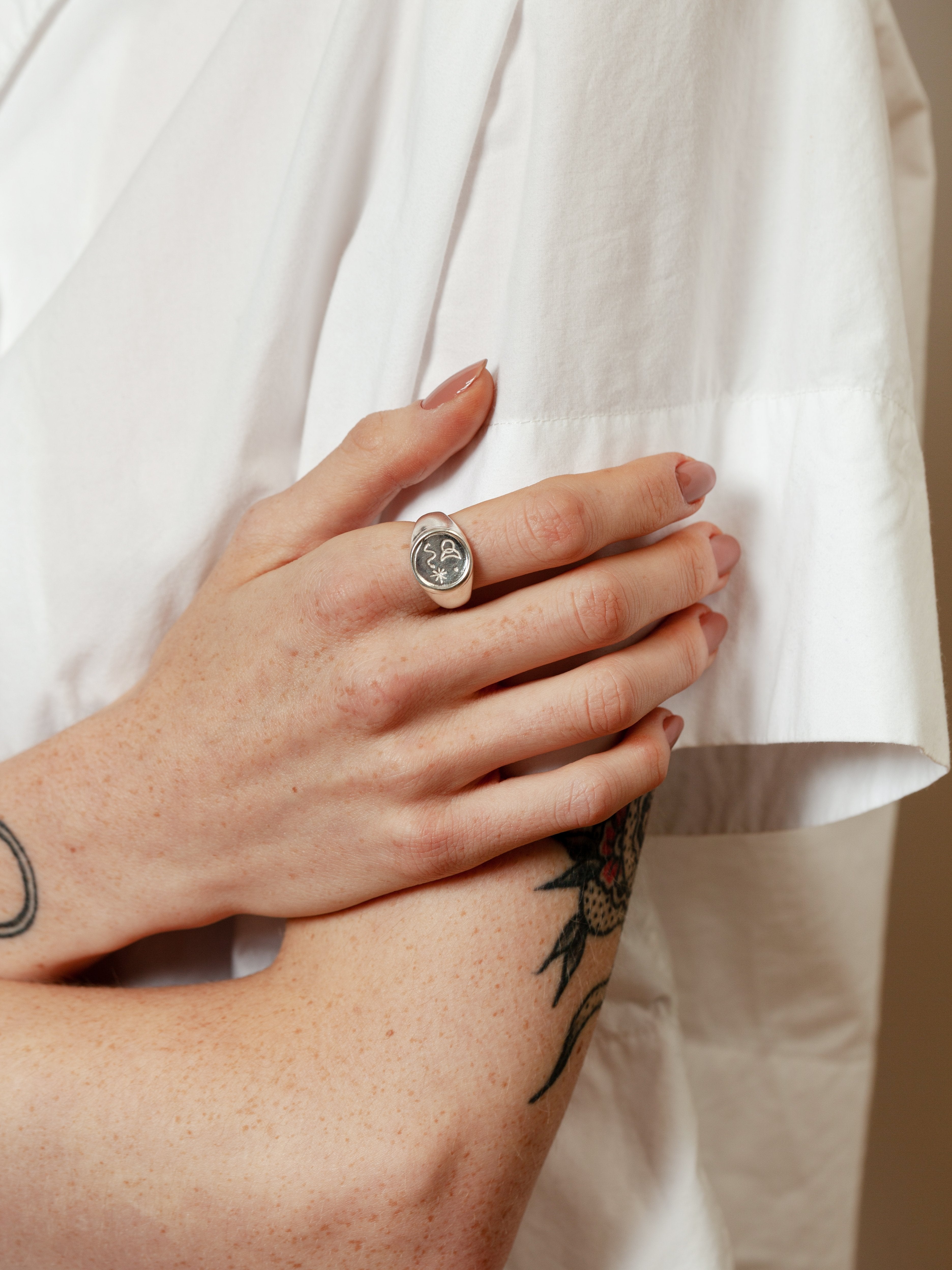 Miro Signet Ring in Sterling Silver