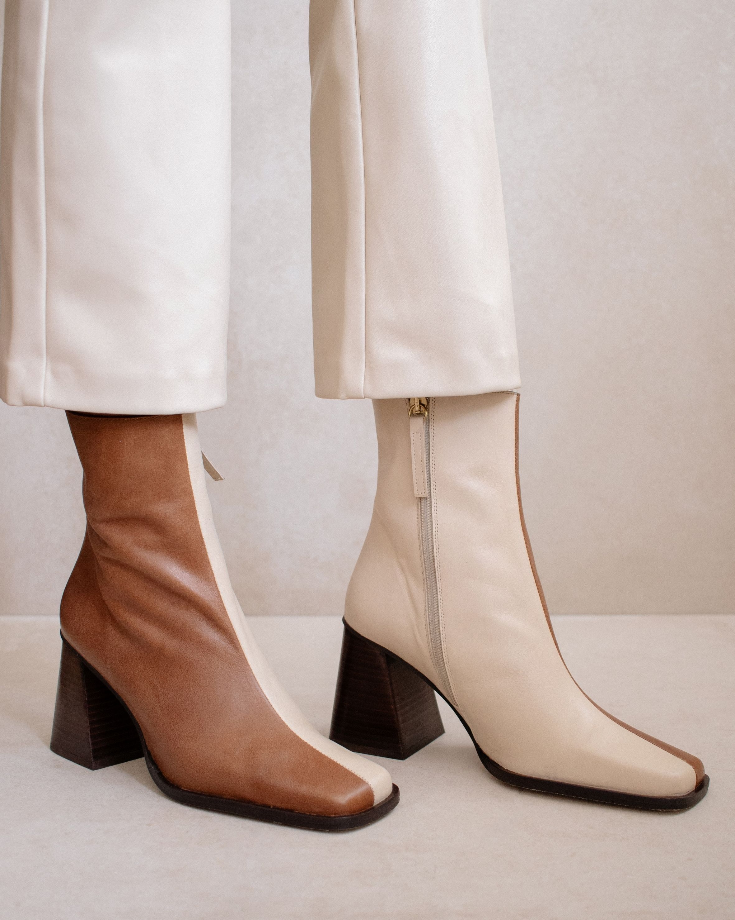 Camel & Beige split color boots